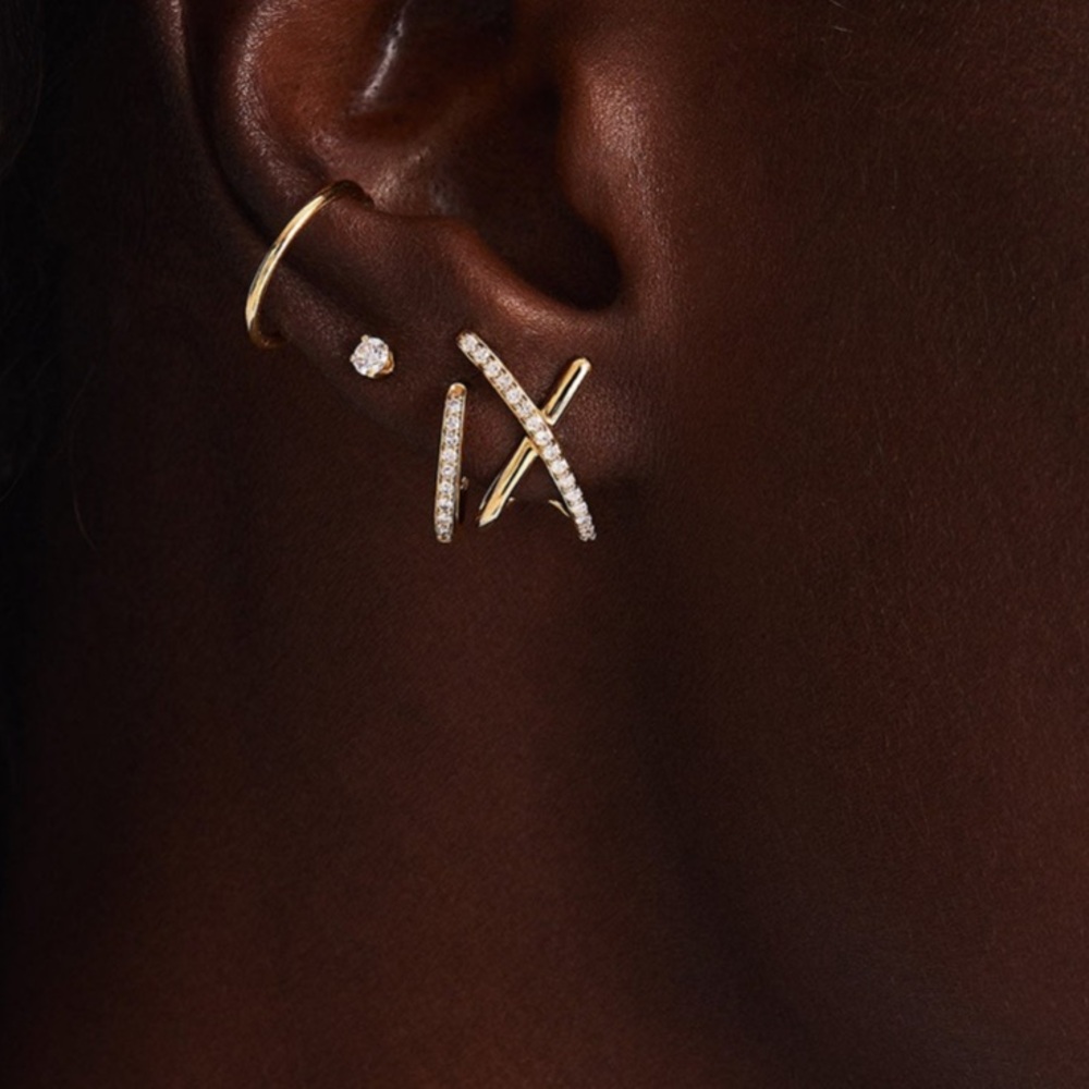 Mejuri Pavé Diamond X Oversized Studs - Picture 3 of 5